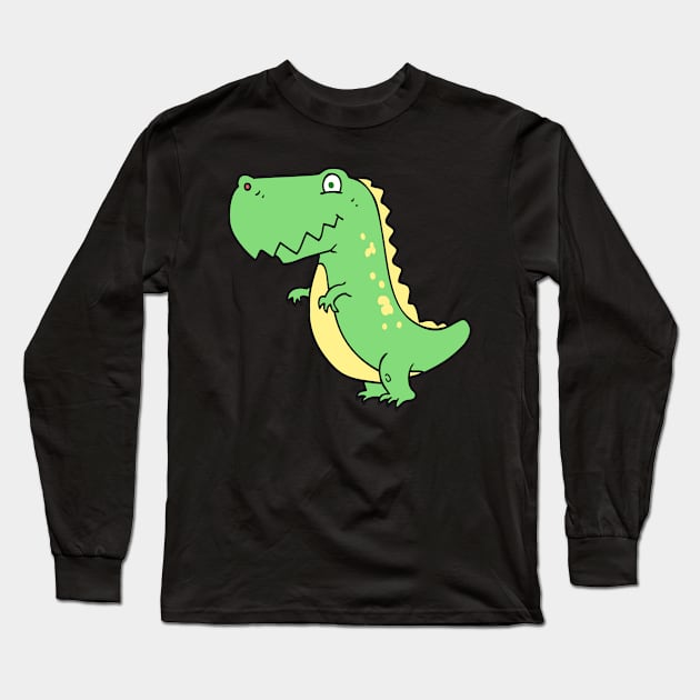 Green T Rex Baby Dinosaur Long Sleeve T-Shirt by InkyArt